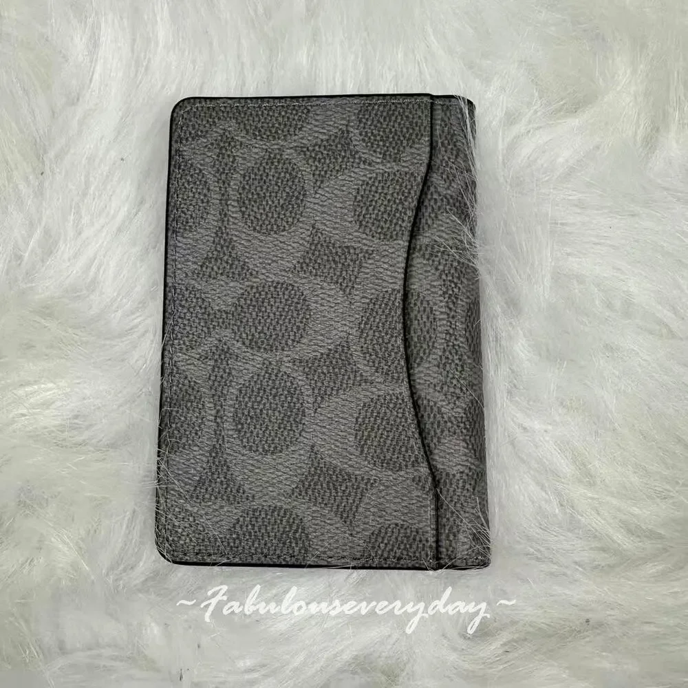 Coach Id Card Wallet In Signature Canvas With Patches/Grey Multi CCF99 NWT